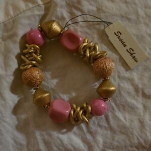 Susan Shaw Pink and Gold Beaded Bracelet